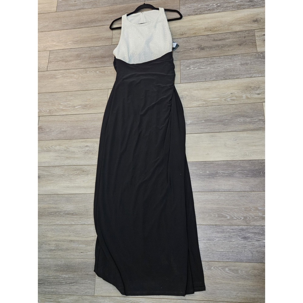 Lauren Ralph Lauren Dress Maxi Long Gown Black White Women Sz 14 NEW NWT